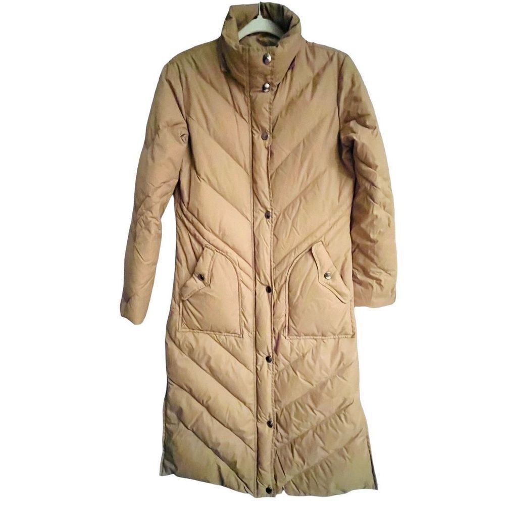 Toffee Down Puffer Long Trench Coat Small